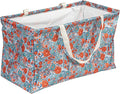 Household Essentials Large Canvas Utility Tote Bag with Handles | Collapsible Storage Basket for Laundry, Groceries, College, Beach, Car & More | Water-Resistant Lining | 11"x22"x13"
