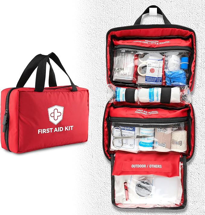 Kitgo First Aid Kit with Hospital Grade Medical Supplies, 220pcs Emergency Medical Trauma Kit, Gift for Dad Husband Great for