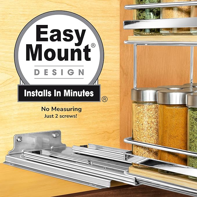 LYNK PROFESSIONAL® Élite™ Pull Out Spice Organization for Cabinets - 6-3/8 inch Wide – Spice Rack for Inside Cabinets – Wood/
