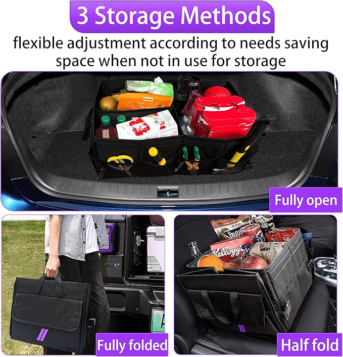 YOSRTER for Dodge Charger Durango Challenger Ram Car Trunk Organizer Collapsible Storage Box with Handle Foldable Lid Non