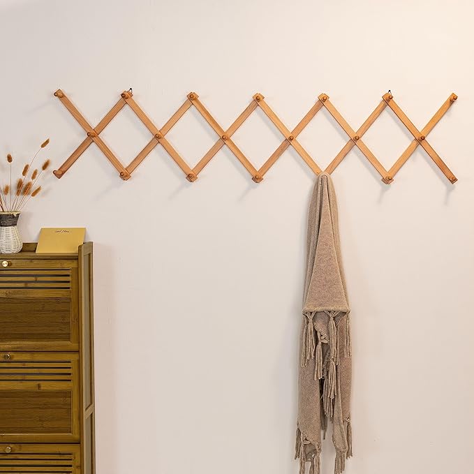 SKOLOO Hat Rack for Wall with 20 Hooks, Solid Wooden, Modern, Expandable Coat Rack Wall Mount for Coats, Hats, Bags, Baseball