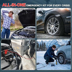 Car Battery Jump Starter with Air Compressor, 6000mAh Tire Inflator, 16.8V Portable Jump Box with LED Light/Flashlight for 6.0L Gas/3.0L Diesel, Car Battery Jumper Starter Portable, Jumper Cables