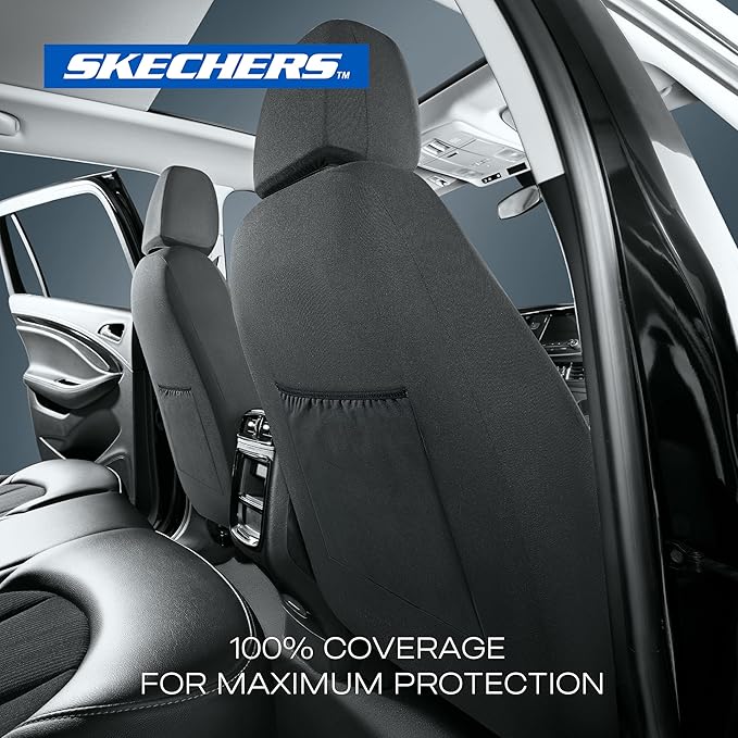 Skechers Seat Covers, Premium Breathable Polyester Car Seat Covers, Car Seat Covers Front Seats Airbag Compatible, Automotive