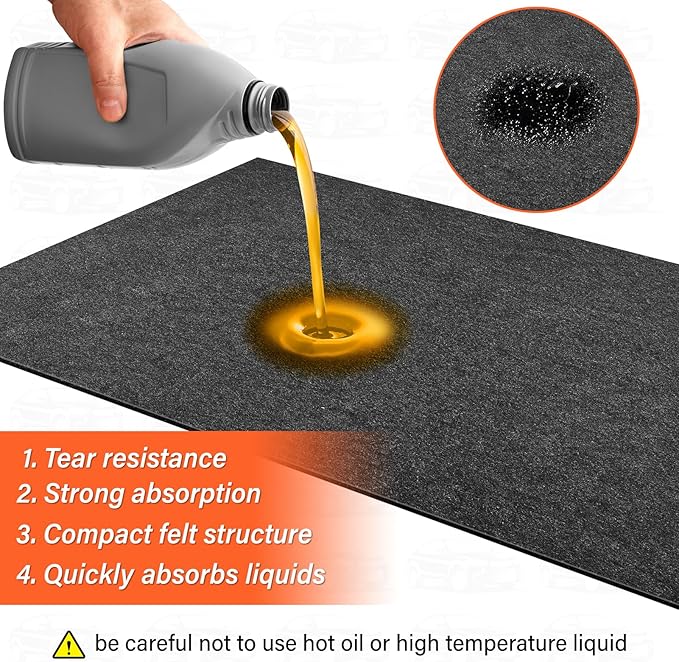 17 x 7.6FT Extra Large Garage Floor Mat, Premium Oil Leaks Absorbent Oil Spill Mat,Waterproof Backing Garage Mat,Reusable, Wa