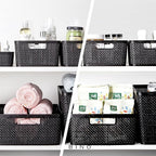 BINO | Woven Plastic Basket | Large (Black), 3-Pack | THE JUTE COLLECTION | Home Organization, Space - Saving Storage, Stylis