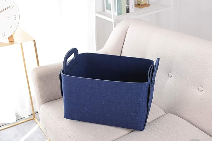 Minoisome Storage Basket Felt Storage Bin Collapsible& Convenient Box Organizer with Carry Handles for Office Bedroom Closet 