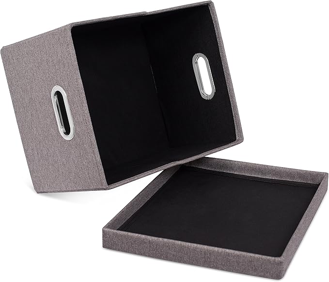 Internet's Best Collapsible File Box Storage Organizer with Lid - Decorative Linen Filing & Storage Office Boxes – Hanging Le