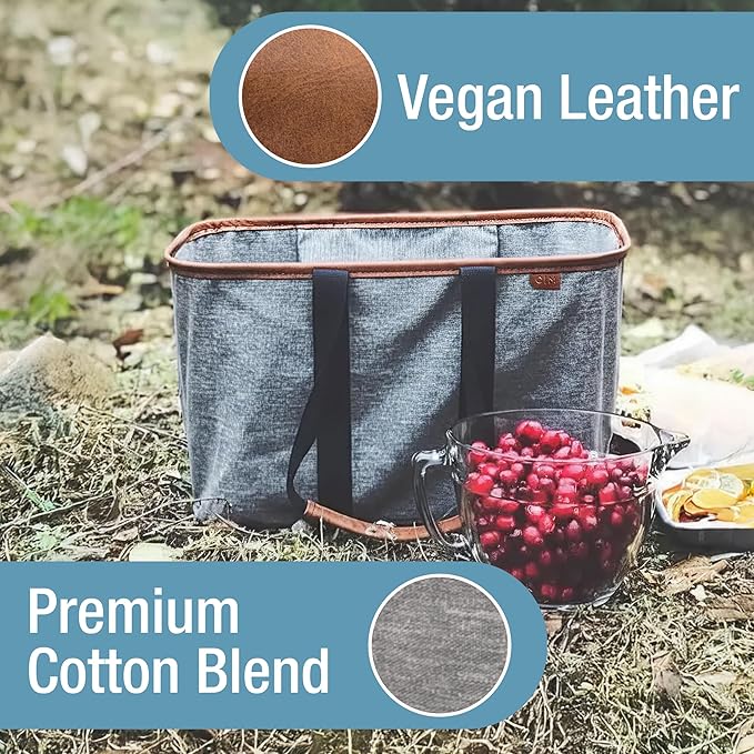 CleverMade Collapsible LUXE Tote - Reusable Grocery Shopping Storage Bag Organizer w/Handles Reinforced Bottom