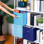Karenhi 11 x 10. 5 x 10. 5 Blue Storage Cube, 6 Pack Fabric Cube Storage Bins Organizer Box, Collapsible Baskets with Handles