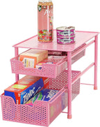 Simple Houseware Stackable 2 Tier Sliding Basket Organizer Drawer, Pink