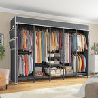 Raybee 90.6" W Extra-Large Clothes Rack with Cover, Freestanding Clothing Racks for Hanging Clothes, Heavy Duty Closet Organi