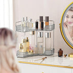 INVSSENE Corner Bathroom Countertop Organizer, 2 Tiers Vanity Trays for Counter, Makeup Organizers, Perfume Tray, Kitchen Spi