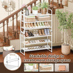 SUFAUY 3-Tier Mesh Shoe Rack, Closet Metal 33" Wide Shoe Shelf Heavy Duty, White