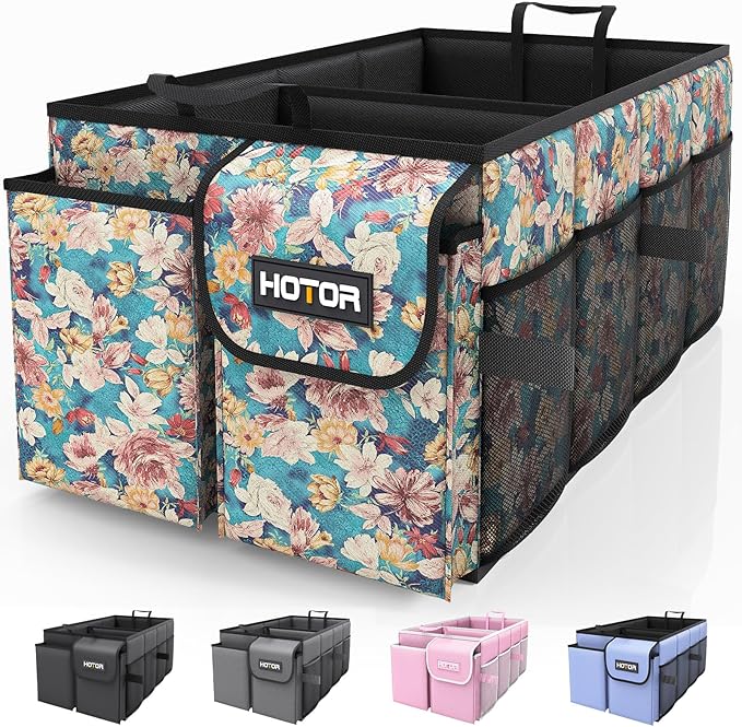HOTOR Trunk Organizer- Car Organizer, Foldable Trunk organizer for SUVs & Sedans, Sturdy Car Organization for Car Accessories
