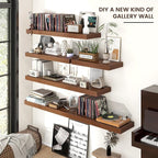 Floating Shelves for Wall, 40" W x 12" D x 2" H, 1 Pack of Long Wall Mounted Engineered Wood Shelves with Invisible Brackets 