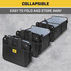 CAT FlexTrunk Car Trunk Organizer Storage - Collapsible Dual-Compartment Automotive Adjustable Pockets Expandable Sturdy Multipurpose