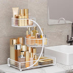 HBlife Makeup Organizer for Vanity, 3 Tier Metal Bathroom Countertop Organizers Skin Care Storage, Bathroom Counter Shelf Ski