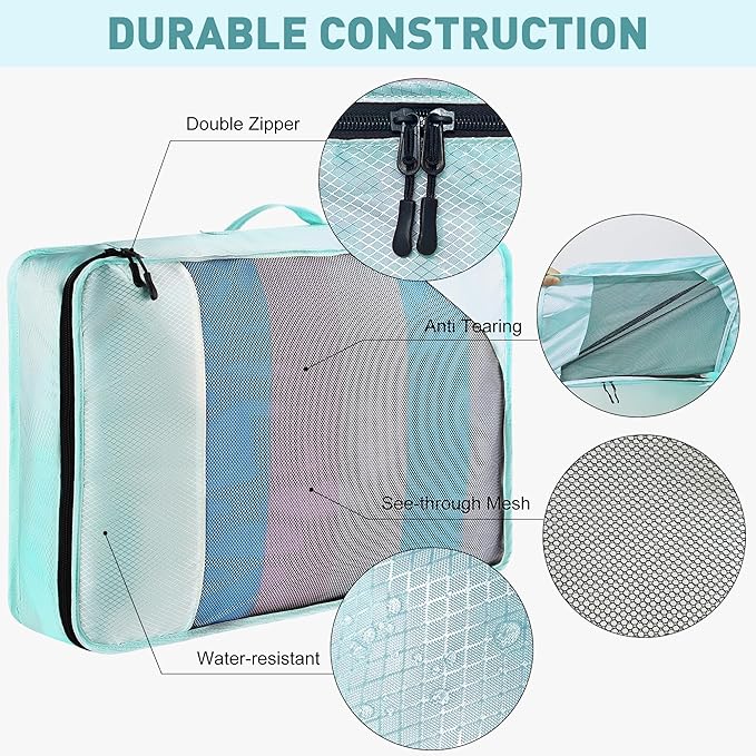 Toncoke 8-Piece Packing Cubes for Travel, 2026 Upgraded Durable Zippers & Reinforced Mesh, Complete Luggage Organizer Set wit