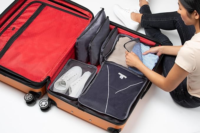 Brookstone Packing Cubes - 6 Piece Compression Packing Cubes for Travel Essentials - Luggage Sets Cube Storage Organizer Bags