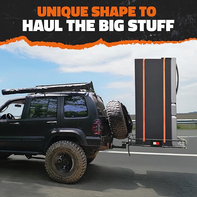 Mockins 40"x40"x6" Extra Deep Square Trailer Hitch Cargo Carrier & 30 CuFt Square Waterproof Cargo Hitch Carrier Bag | 500 Lbs. Capacity Folding Luggage Rack for SUV Car Truck RV & More w/Accessories