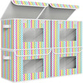 Univivi Fabric Foldable Storage Boxes [4-Pack] Large Collapsible Stackable Storage Bins with Lids, Closet Organizers and Stor