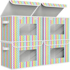 Univivi Fabric Foldable Storage Boxes [4-Pack] Large Collapsible Stackable Storage Bins with Lids, Closet Organizers and Stor