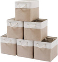 MidmmVick 11 x 11 Inch Cube Storage Bins, 6 Pack Large Collapsible Fabric Storage Bin with Ropes, Foldable Storage Cubes for 