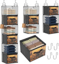 Closet Hanging Organizer with Drawers, 6 Tier Metal Closet Organizers and Storage with 4 Hanging Hooks 4 S-Hooks for Wardrobe