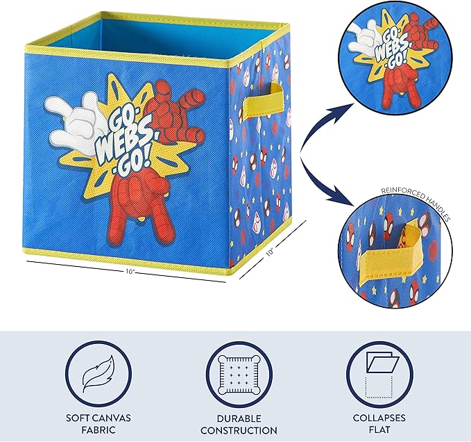 Marvel Spidey and His Amazing Friends Set of Two Spacious Collapsible Storage Cubes, 10"x10"