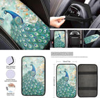 Peacock 13 PCS Car Seat Cover Set with Steering Wheel Cover Seat Belt Strap Cover Armrest Cover Coaster Keychain Automobile Interior Sets Decoration Easy to Install