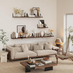 Floating Shelves for Wall, 36W x 8D Wide Bookshelf with Brackets Set of 3, Wood Wall Mounted Shelves for Living Room, Kitchen