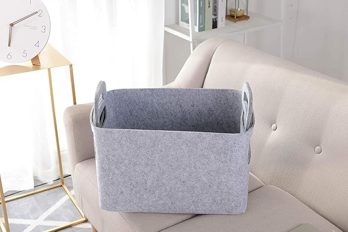 Storage Basket Felt Storage Bin Collapsible& Convenient Box Organizer with Carry Handles for Office Bedroom Closet Babies Nur