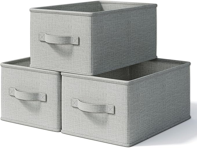 LayerSpace 3 Pack Fabric Storage Bins for Shelves | 11.5x8.75x6.5in Closet Storage Baskets | Collapsible Storage Bins | Fabri