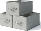 LayerSpace 3 Pack Fabric Storage Bins for Shelves | 14.75x10.25x8.25 in Storage Baskets | Fabric Closet Organizers with Handl