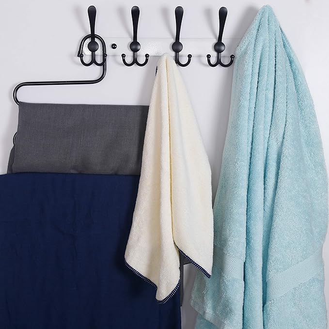 Dseap Wall Mounted Coat Rack - 5 Tri Hooks, Heavy Duty, Stainless Steel, Metal Coat Hook Rail for Coat Hat Towel Purse Robes 