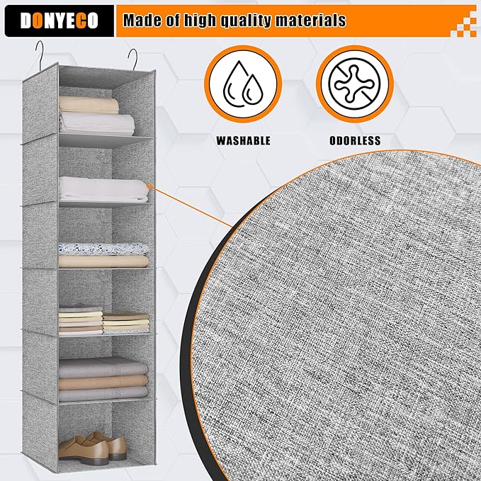 6-Shelf Hanging Storage Closet Organizer, Linen Rv Storage and Organization for Wardrobe, Inside, Camper Accessories, Nursery