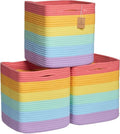 NaturalCozy Storage Cubes 11 Inch Cotton Rope Woven Baskets for Organizing, 3-Pack | Cube Storage Bin | Square Storage Basket