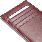 HISCOW Car Sun Visor Card Holder with Elastic Band Fastener - Italian Calfskin (Wine Red)
