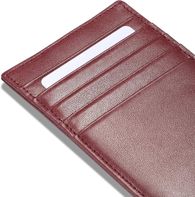 HISCOW Car Sun Visor Card Holder with Elastic Band Fastener - Italian Calfskin (Wine Red)