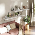 Deep Floating Shelves Wall Mounted, 55"x12" White Wall Shelves with Brackets Set of 2 for Bedroom, Living Room, Bathroom, Kit