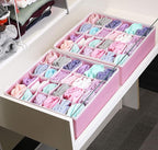 Simple Houseware 2 Pack Closet Sock Organizer, 24 Cell Drawer Divider, Pink