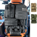 6 Pack Tactical MOLLE Car Seat Back Organizer - Universal Vehicle Storage Bag with 5 Detachable MOLLE Pouches, US Flag Patch & Keychain, Fits Jeep, Truck, SUV, Car (Black)