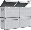 Univivi Storage Bins with Lids [4-Pack] Large Collapsible Stackable Fabric Storage Boxes with Lids, Decorative Closet Organiz