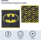 Batman Collapsible Storage Cubes – Set of 2 Foldable Fabric Bins for Kids – Organizer Boxes with Iconic Logo – Closet & Toy S
