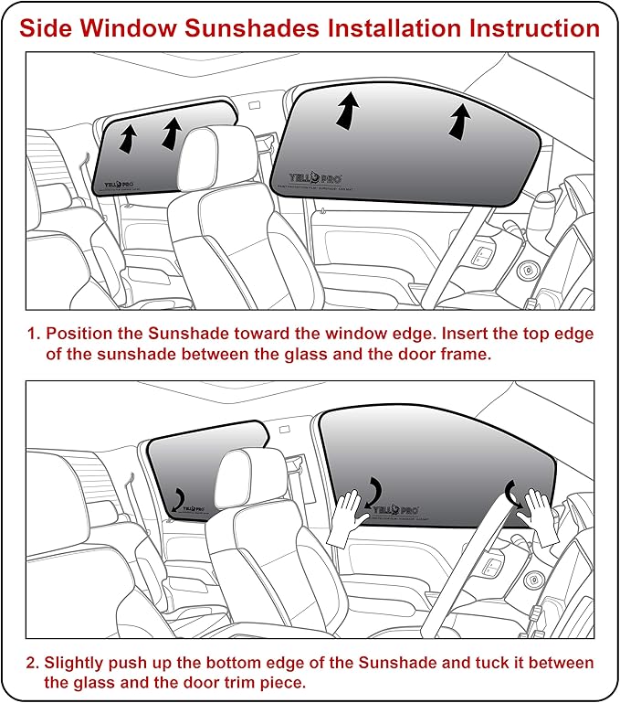 Side Window Front Seat Reflective Sunshade Custom Fit for 2011 2012 2013 2014 2015 2016 2017 2018 2019 2020 Toyota Sienna Minivan, L, LE, SE, XLE, Limited, UV Reflector Accessories (2pcs)