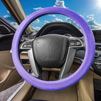 FH Group Unique Flat Cloth Full Set Car Seat Covers w. Silicone Steering Wheel Cover- Universal Fit for Most Cars, Trucks, SUVs or Vans (Purple/Black)