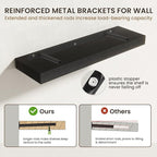 20 Inch Floating Shelves | 6.5 Inch Deep Black Floating Shelves Set of 2 | 20" W x 6.5" D Rustic Black Wood Wall Shelves with