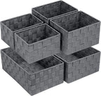 Posprica Woven Storage Baskets for Organizing 6 Pack, Large&Small Storage Cube Bins Set for Bathroom, Storage Boxes Container