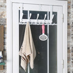 Dseap Over The Door Hook Hanger - Fits 1 3/8" to 1 3/4" Standard Doors | 5 Tri Hooks Heavy Duty Towel/Coat Rack | Door Organi