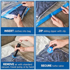 Spacesaver Vacuum Storage Bags with Hand Pump - Vacuum Seal Bags for Clothing, Comforters, Blankets - Reusable Compression Ba